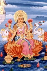 Pintura en miniatura de la diosa Laxmi, India