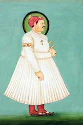 Pintura en miniatura del Maharajá Sawai Ishwari Singh, Jaipur