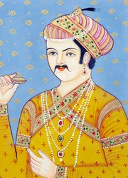 Pintura en miniatura del emperador mogol Akbar