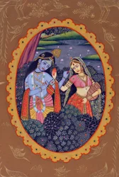 Pintura en miniatura de Radha Krishna