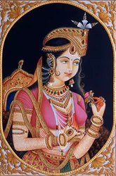 Pintura en miniatura sobre papel de la princesa Mumtaz Mahal, esposa del emperador mogol Shah Jahan