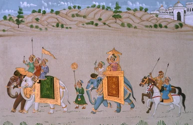 Pintura en miniatura sobre seda, Procesión real