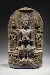 Estela estilo Pala con Buda coronado, noreste de India