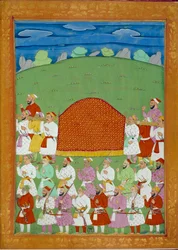 Palanquín de las concubinas del sultán, corte del Shah Alem. Miniaturas indias y persas en “Historia de la India desde Tamertante hasta Orangreyb” de Niccolo Manucci (1638-1717). BN, París