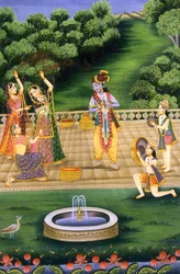 Imagen de Krishna jugando al Holi con los Gopies (Escuela Nalkdwral Pichwai), India
