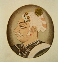 Retrato del Maharajá Bhartpur Badam Singh, Rajastán, India
