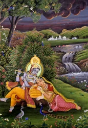 Pintura en miniatura de Radha Krishna