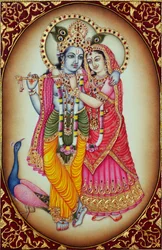 Radha Krishna Pintura en miniatura sobre marfil