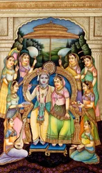 Radha Krishna en miniatura Pintura sobre marfil