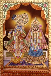 Radha Krishna con relieve dorado