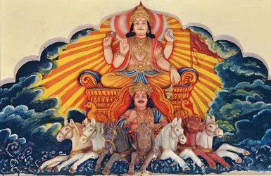 Surya Narayan, el dios del Sol (relieve pintado)
