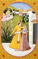 Calendario anual Cuadro y pintura para un mes hindú Fagun, India