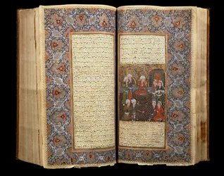Doble página de un libro manuscrito safávida abierto (1502-1722) (Irán) 1650