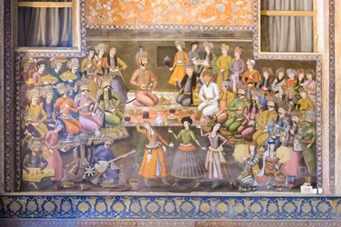 Fresco del palacio Chehel Sotoun, Isfahán, Irán