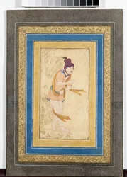Retrato de un maestro iraní Derviche - Miniatura pintada, acuarela, gouache y oro sobre cartón (14,8x7,9 cm), principios del siglo XVII - State Hermitage, San Petersburgo (Rusia)