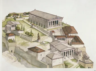 Atenas antigua - reconstrucción de la Acrópolis, siglo V a.C.
