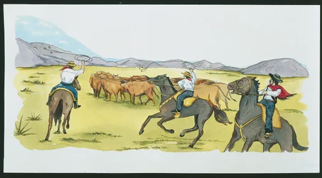 Argentina - gauchos reuniendo ganado en las Pampas