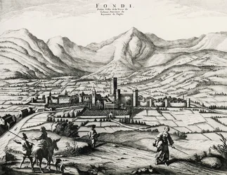 Ciudad de Fundi en Lacio, grabado, Italia