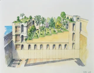 Palacio de Nabucodonosor, Babilonia, con jardines colgantes