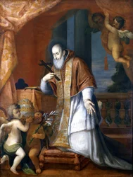 Papa Pío V (1504 - 1572). Pintura anónima de una iglesia lombarda
