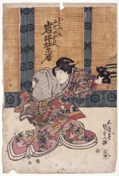 Iwai Shijaku en papel femenino (xilografía en color)