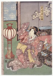 La esposa de Yoshitoki, Shiraume (xilografía en color)