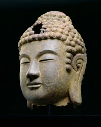 Cabeza de Buda, coreano, finales del siglo VIII - principios del siglo IX