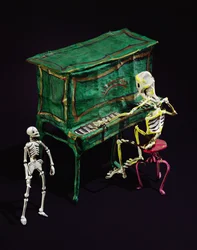 Figuras del Día de los Muertos como músicos (detalle)