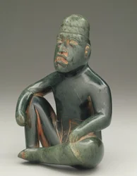 Figura sentada con rodilla levantada, Olmeca de las tierras altas, San Martín Texmelucan
