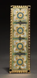 Placa, probablemente de un relicario, c.1200-1250 (cobre dorado; esmalte champlevé)