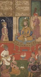 Una asignación amorosa, Johnson Album XI no.16 numerado 23, c.1760 (gouache con oro sobre papel)