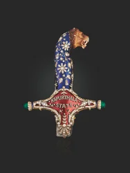 Empuñadura de la espada estatal del Maharajá Jagatjit Singh de Kapurthala, c.1900 (esmalte, diamantes y rubíes)
