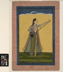 Una mujer afina su tambura, c.1740