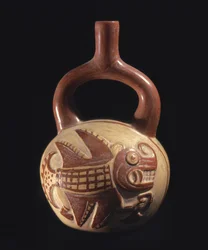 Jarrón con diseño de peces, Mochica, 200-800 d.C.