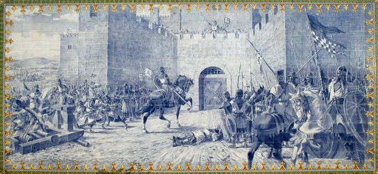 La leyenda de Gil Paes (siglo XIV), Capitán General de Torres Nova (Portugal) - Durante la invasión de los castellanos en 1372, el hijo de Gil Paes es capturado por los españoles y asesinado a las puertas del castillo de asedio frente a la negativa de rend