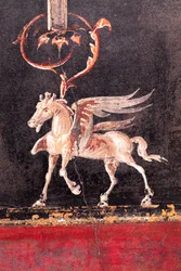 Decoración arquitectónica con caballos alados (pegasi), Herculano