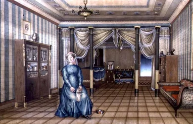 Una Solterona en un Interior de Sala Neoclásica, c.1835