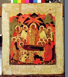Dormición de la Virgen (óleo sobre tabla)