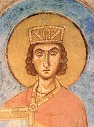 Rey Salomón - Frescos rusos antiguos - Siglo XII - Fresco - Iglesia de San Jorge, Staraya Ladoga