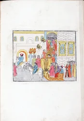 La llegada para la ceremonia de boda de Michael I de Rusia (Michael Fiodorovitch Romanov
