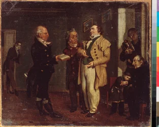 El príncipe Vasily Khovansky (1755-1830) y un bromista. Pintura de un maestro ruso, óleo sobre lienzo, principios del siglo XIX. Galería Estatal Tretyakov, Moscú.