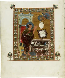 Los Evangelios de Ostromir. Obra creada por Deacon Gregory (activo 1054-1057) para su patrón Posadnik Ostromir de Novgorod, acuarela sobre pergamino