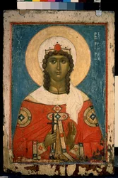 ""Representación de Santa Bárbara"" Ícono ruso. pintura sobre madera