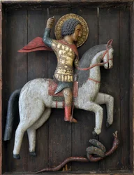 Icono ruso: San Jorge y el dragón