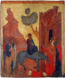Icono ruso: La entrada de Cristo en Jerusalén