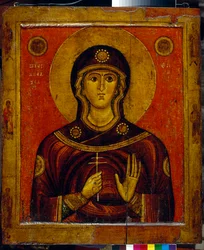 Santa Juliana de Nicomedia (principios del siglo IV) (Santa Juliana) - Ícono de la tradición de Novgorod (Rusia), témpera sobre madera, principios del siglo XIII - Galería Estatal Tretyakov, Moscú