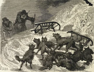 Siberia. Trineo volcado