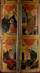 Los Cuatro Evangelistas Icono ruso. Pintura sobre madera de 1660