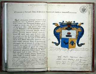 Las armas heráldicas del escritor Alexander Sergeyevich Pushkin (1799-1837)