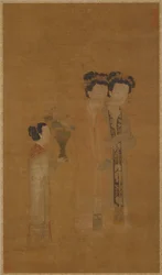 Damas de la corte y asistente, dinastía Ming, siglo XVI